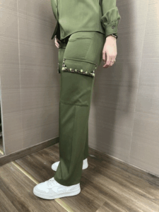 Pantalone cargo ARTIGLI verde militare con applicazioni