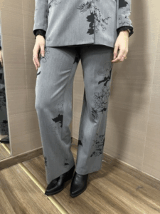 Pantalone stampa floreale MIMI'-MUA' fumo