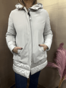 Piumino tessuto tecnico con inserti MONT ROSE ghiaccio