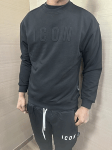 Felpa ICON girocollo con logo tono su tono