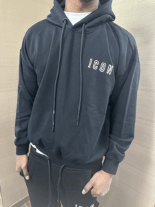 Felpa ICON cappuccio logo ricamato nera