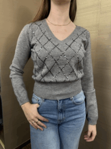 Maglia ARTIGLI scollo V paillettes