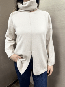 Maglia beige MIMI-MUA' con collo