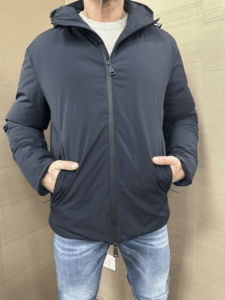 Piumino OUTFIT tessuto tecnico blu con cappuccio