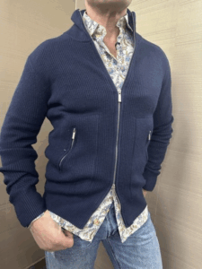 Maglia blu GIANNI LUPO con zip