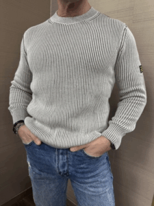 Maglia GIANNI LUPO rigata panna e moro