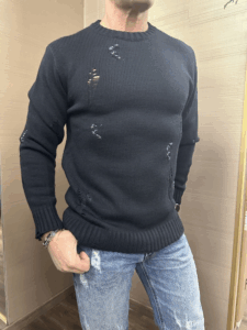 Maglia GIANNI LUPO nera graffiata