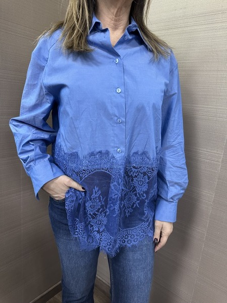 Camicia in pizzo celeste MARYLEY