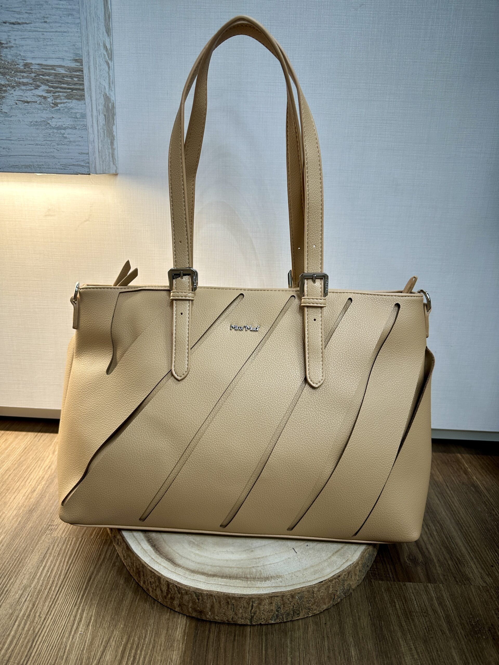 Borsa shopping con tagli diagonali MIMI'-MUA'