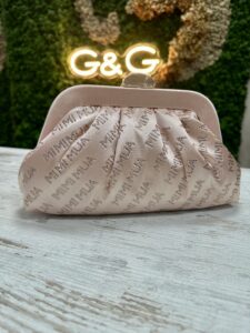 Pochette clutch con logo e brillantini MIMI'-MUA'