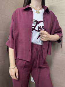 Camicia crop tessuto cupro MIMI'-MUA'